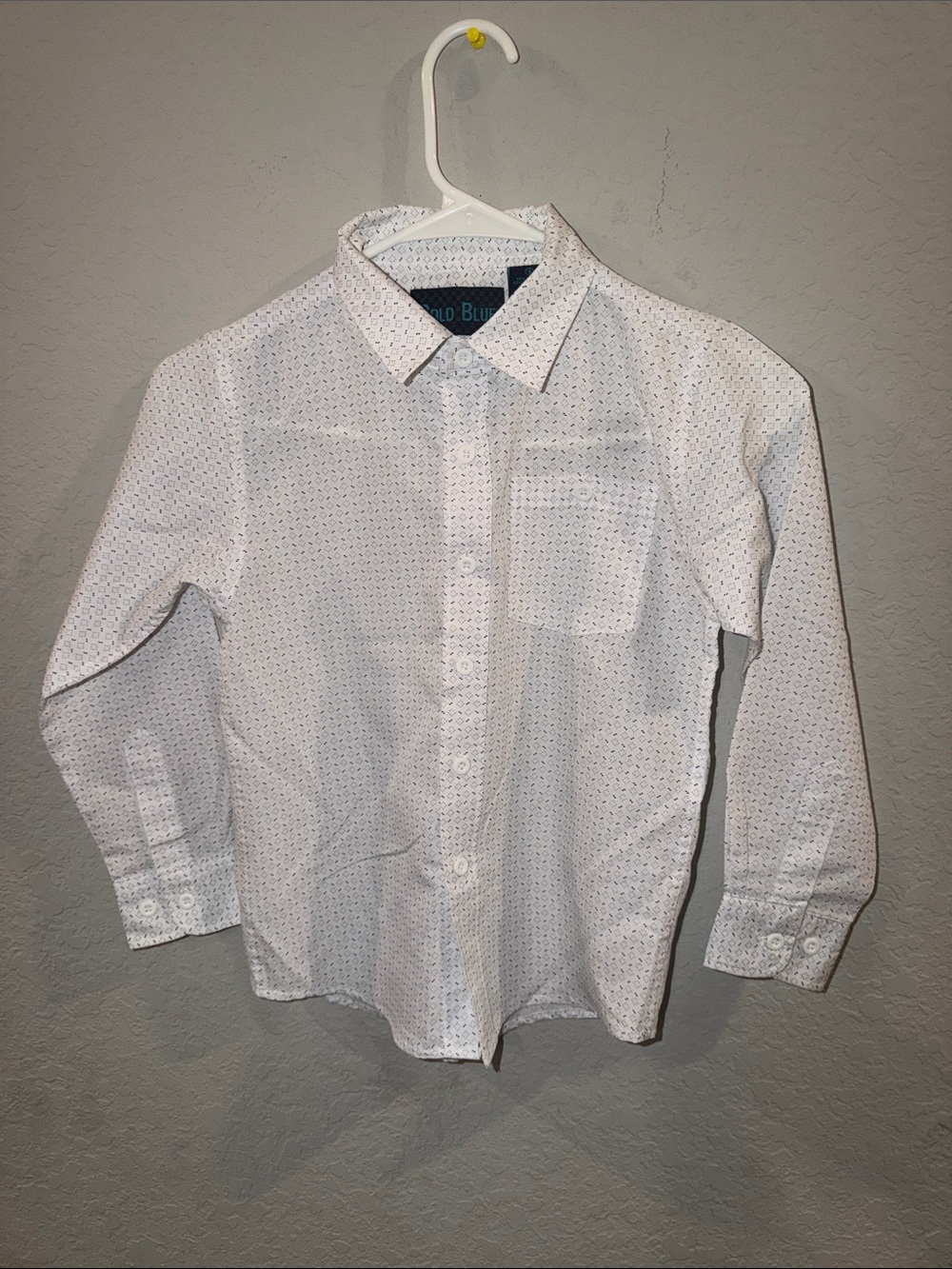 White Long-Sleeve Button-Up Dress Shirt for Kids